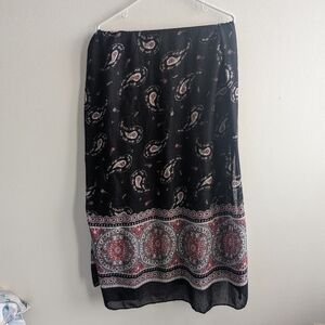 Black, White and Red Paisley Scarf